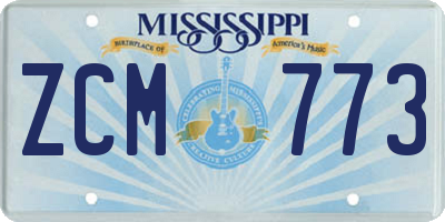 MS license plate ZCM773