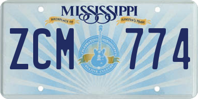 MS license plate ZCM774
