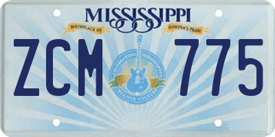 MS license plate ZCM775