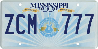 MS license plate ZCM777