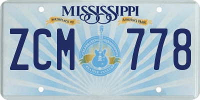 MS license plate ZCM778
