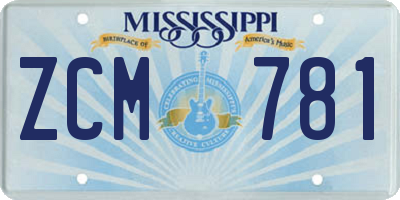 MS license plate ZCM781