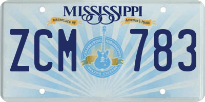 MS license plate ZCM783