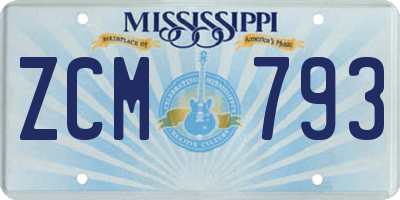 MS license plate ZCM793