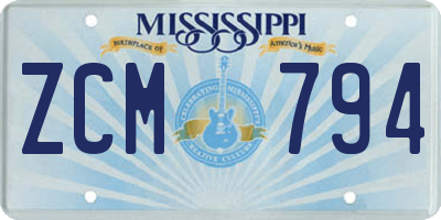 MS license plate ZCM794