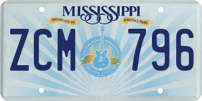 MS license plate ZCM796