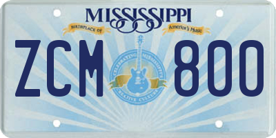 MS license plate ZCM800