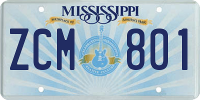 MS license plate ZCM801