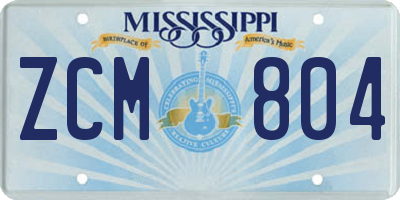 MS license plate ZCM804