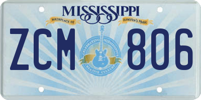 MS license plate ZCM806