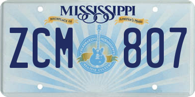 MS license plate ZCM807
