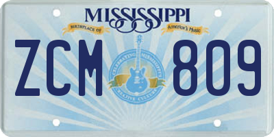 MS license plate ZCM809
