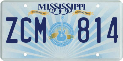 MS license plate ZCM814