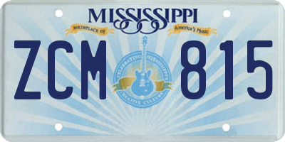 MS license plate ZCM815