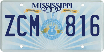 MS license plate ZCM816