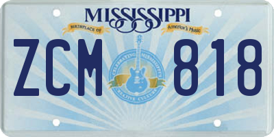 MS license plate ZCM818