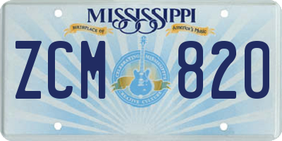 MS license plate ZCM820