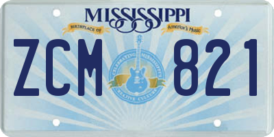 MS license plate ZCM821