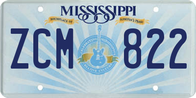 MS license plate ZCM822