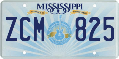 MS license plate ZCM825