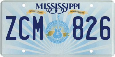 MS license plate ZCM826