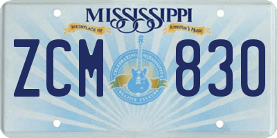 MS license plate ZCM830