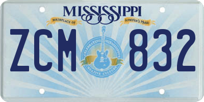 MS license plate ZCM832