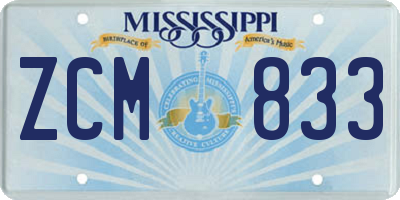 MS license plate ZCM833