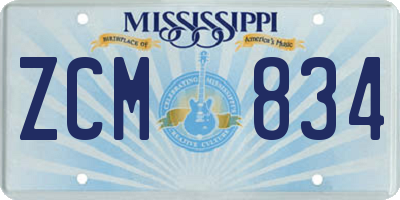 MS license plate ZCM834