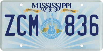 MS license plate ZCM836