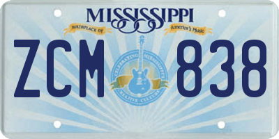MS license plate ZCM838