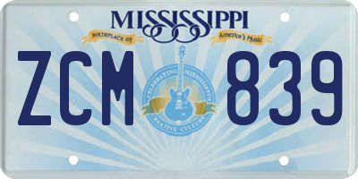 MS license plate ZCM839