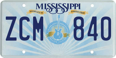 MS license plate ZCM840