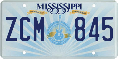 MS license plate ZCM845