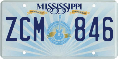 MS license plate ZCM846