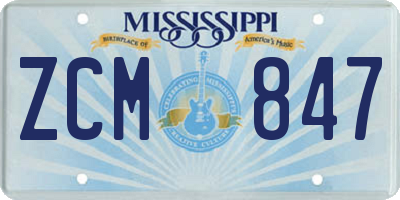 MS license plate ZCM847