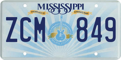 MS license plate ZCM849