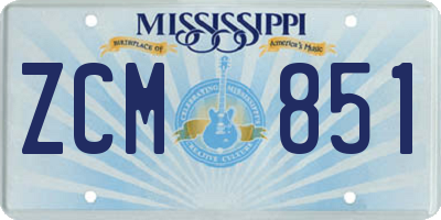 MS license plate ZCM851