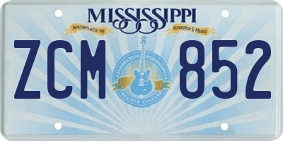 MS license plate ZCM852