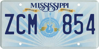 MS license plate ZCM854