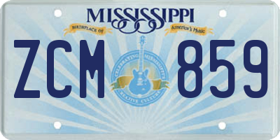 MS license plate ZCM859