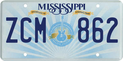 MS license plate ZCM862