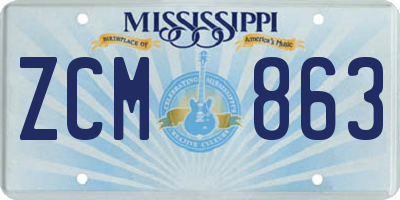 MS license plate ZCM863