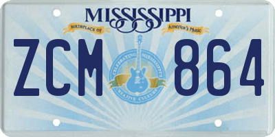 MS license plate ZCM864