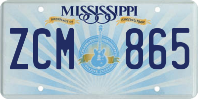 MS license plate ZCM865