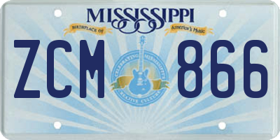 MS license plate ZCM866