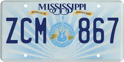 MS license plate ZCM867
