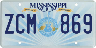 MS license plate ZCM869