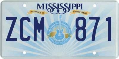 MS license plate ZCM871
