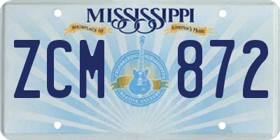 MS license plate ZCM872